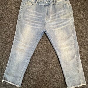 Light Blue Cropped Denim Capris